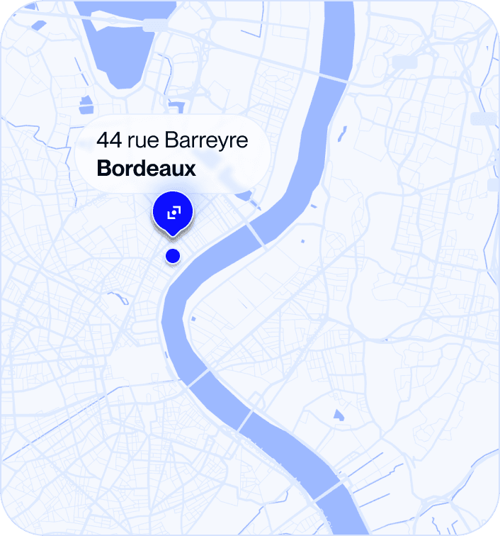 Carte de Bordeaux avec l'emplacement des bureaux BeTomorrow