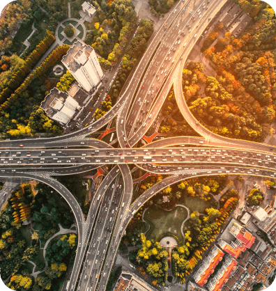 Réseau d'autoroutes symbolisant les données territoriales