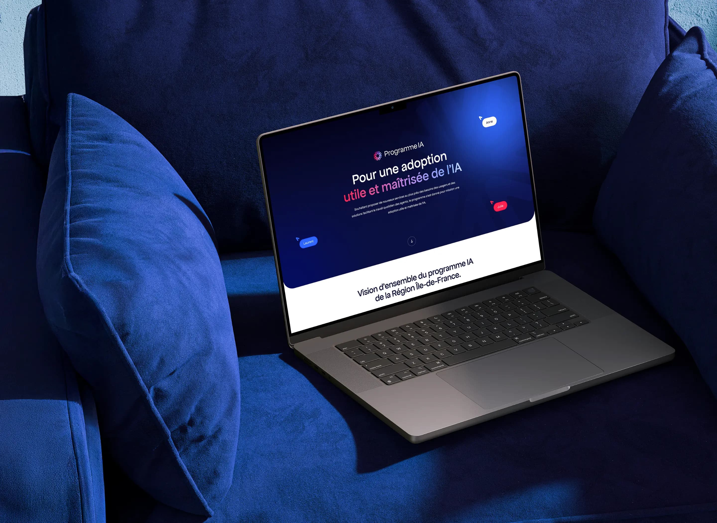 Programme IA Région Ile-de-France - Header page détaillée Programme IA Région Ile-de-France - Header page détaillée - Ecran d'ordinateur ouvert sur la page internet du site Programme IA de la Région Ile-de-France