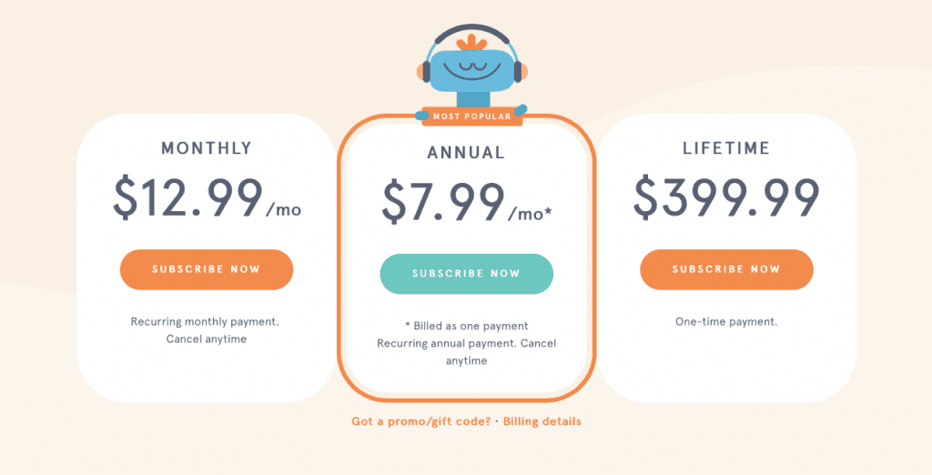 Headspace pricing system (source: productmint)