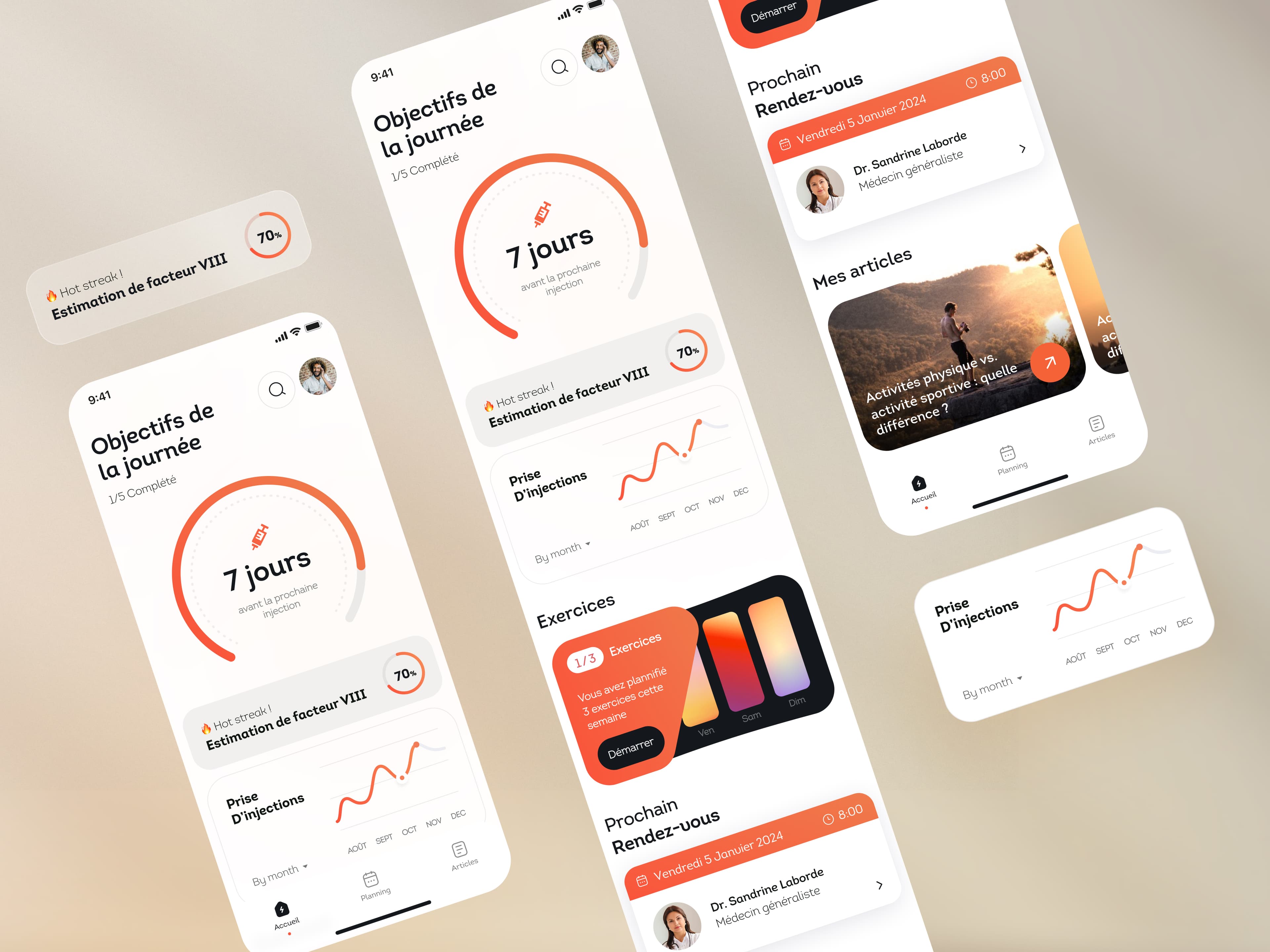BeTomorrow - Gamification - application santé Donner une vision claire des objectifs et introduire un parcours gamifié pour encourager l'implication des patients dans leur traitement.