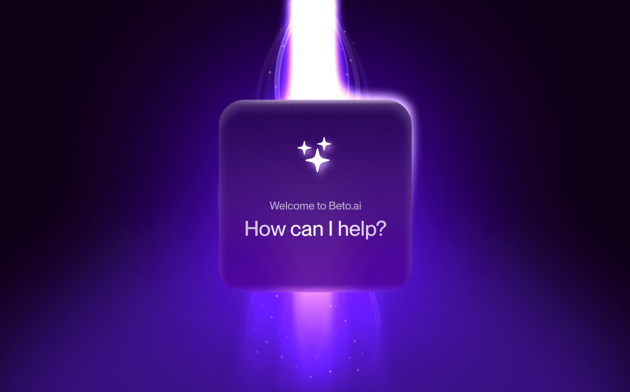 UX & AI article - Header AI generated image - "Welcome to beto.ai, how may I help you?"