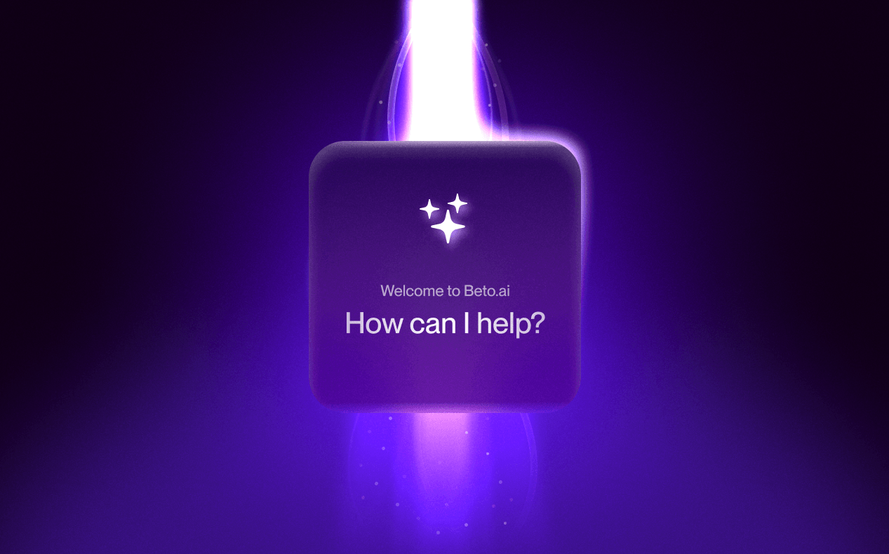 UX & AI article - Header AI generated image - "Welcome to beto.ai, how may I help you?"