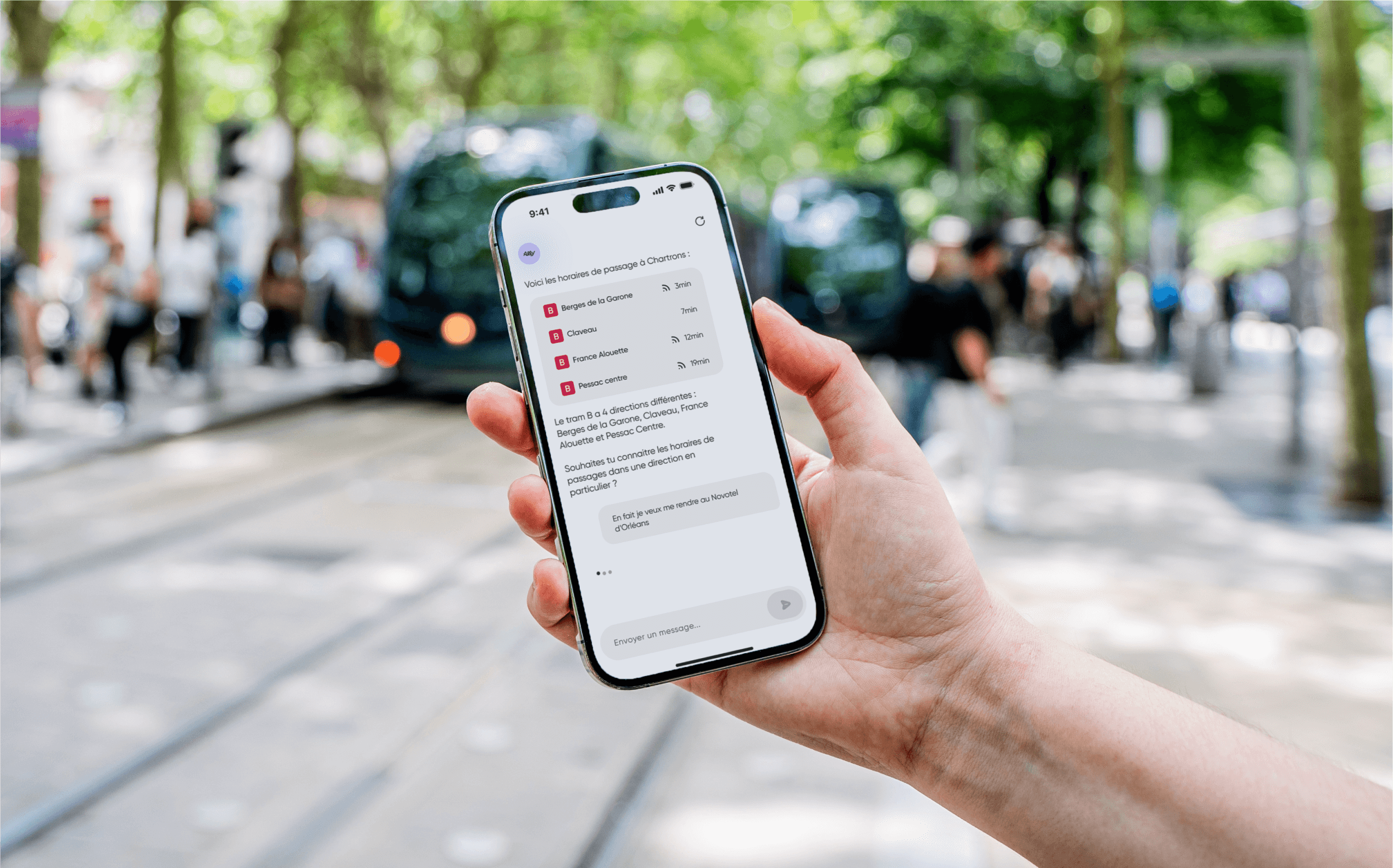Ecran de téléphone utilisant l'application Ally